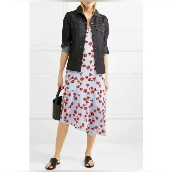Equipment Silk Midi Slip Dress Size M 'Jade' Asymmetric Floral, Retail $368 - Picture 4 of 4